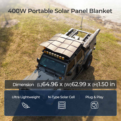 400W Portable Solar Panel Foldable Monocrystalline Solar Blanket