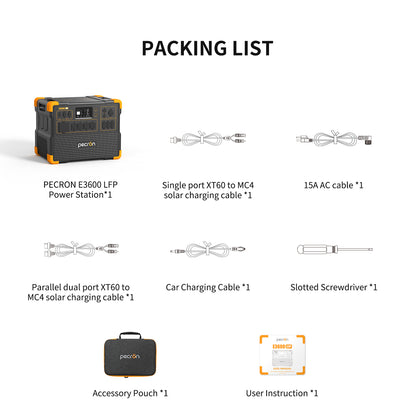 PECRON E3600LFP Portable Power Station 3600W 3072Wh