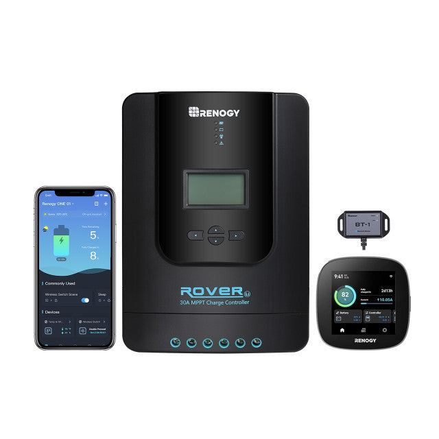Renogy 30A Rover Li MPPT Solar Charge Controller w/Bluetooth + Renogy ONE Core Smart Panel