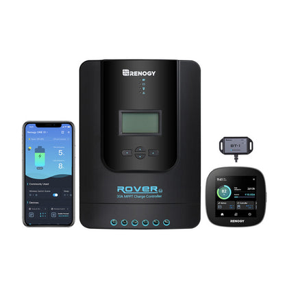 Renogy 30A Rover Li MPPT Solar Charge Controller w/Bluetooth + Renogy ONE Core Smart Panel