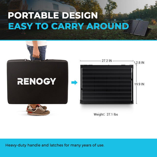 Renogy 100-Watt 12-Volt Monocrystalline Foldable Solar Suitcase w/Waterproof Charge Controller