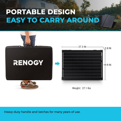 Renogy 100-Watt 12-Volt Monocrystalline Foldable Solar Suitcase w/Waterproof Charge Controller