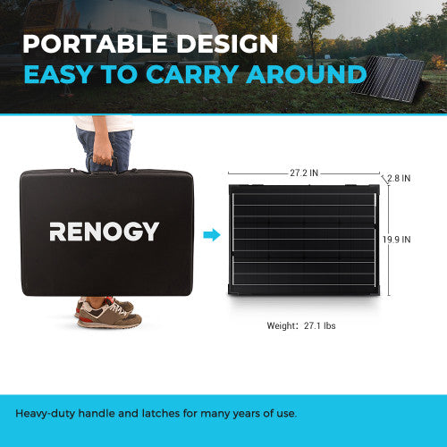 Renogy 100-Watt 12-Volt Monocrystalline Foldable Solar Suitcase w/Waterproof Charge Controller