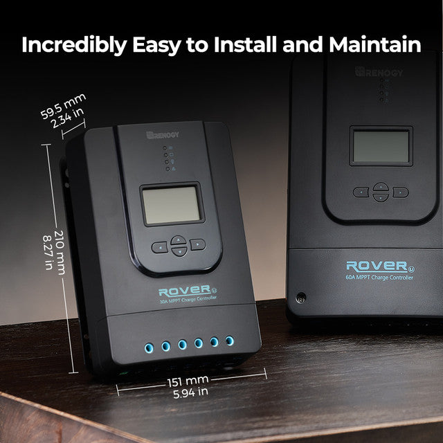 Renogy 30A Rover Li MPPT Solar Charge Controller w/Bluetooth + Renogy ONE Core Smart Panel