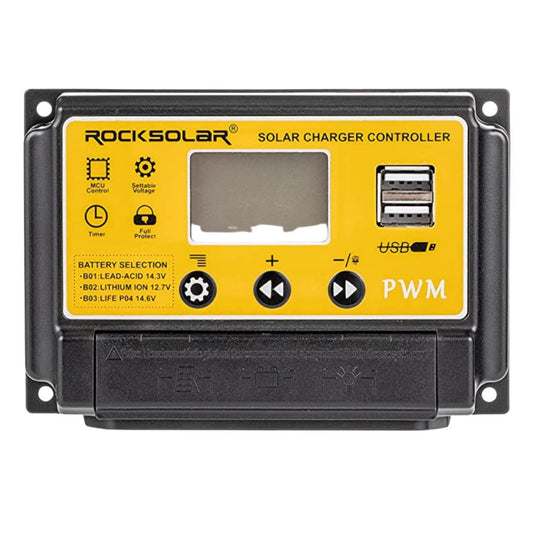 ROCKSOLAR 10A PWM Solar Charge Controller