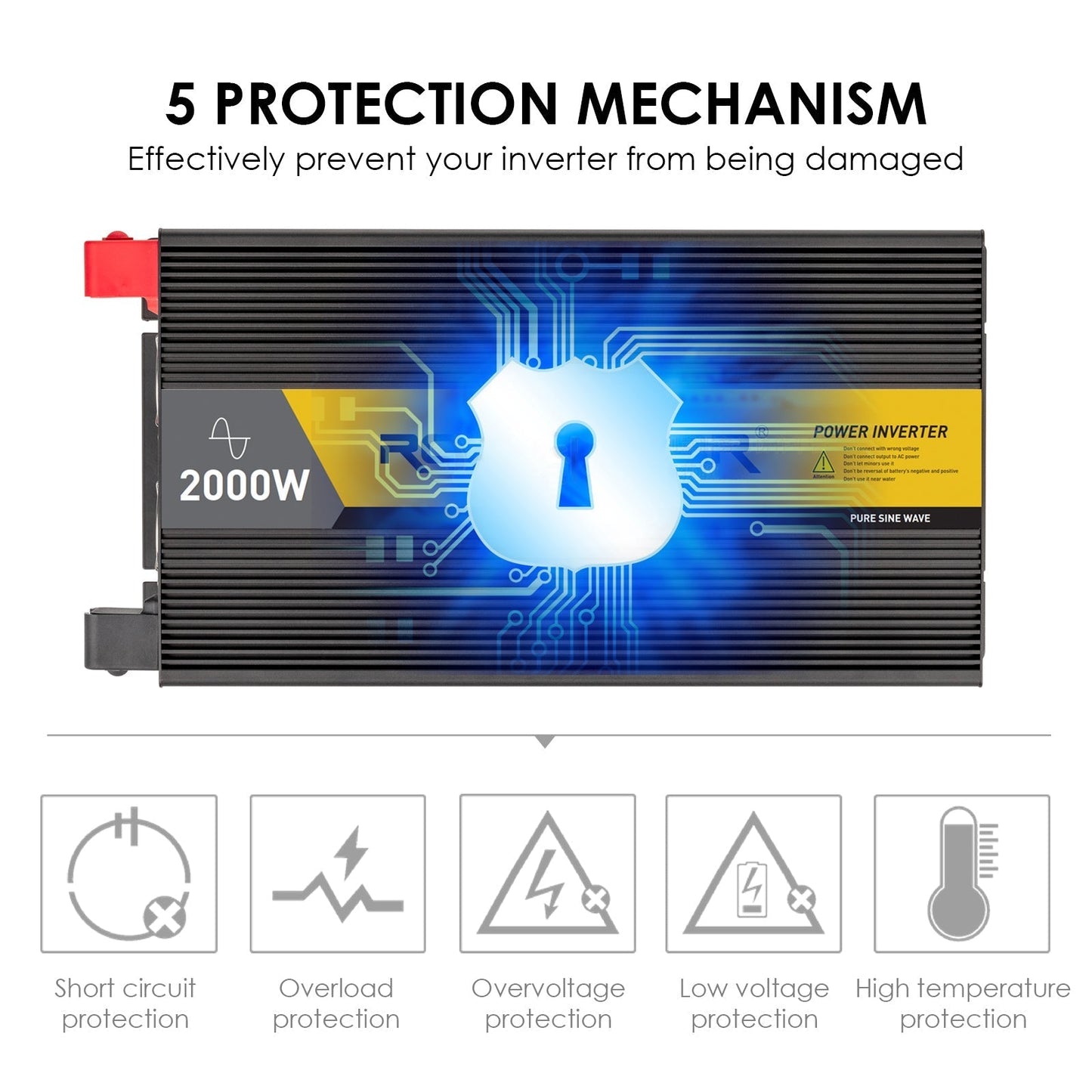 ROCKSOLAR 12 Volt 2000W Pure Sine Wave Inverter With Digital Display