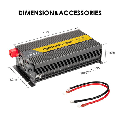 ROCKSOLAR 12 Volt 2000W Pure Sine Wave Inverter With Digital Display