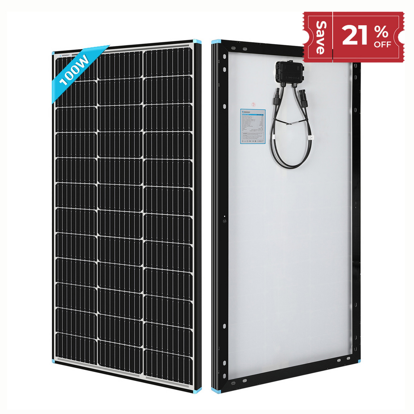 RENOGY 100 Watt 12 Volt Monocrystalline Solar Panel